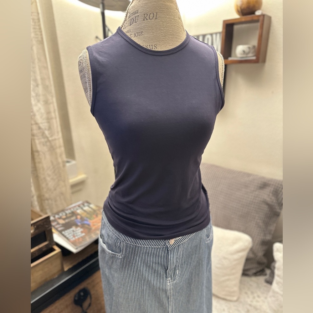 Mango Dark Blue Sleeveless Tank Top
